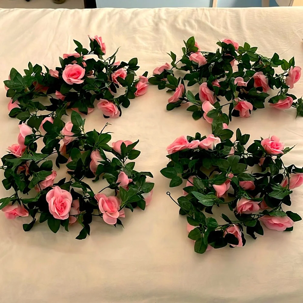 Lot of Pink Rose Garland Decor